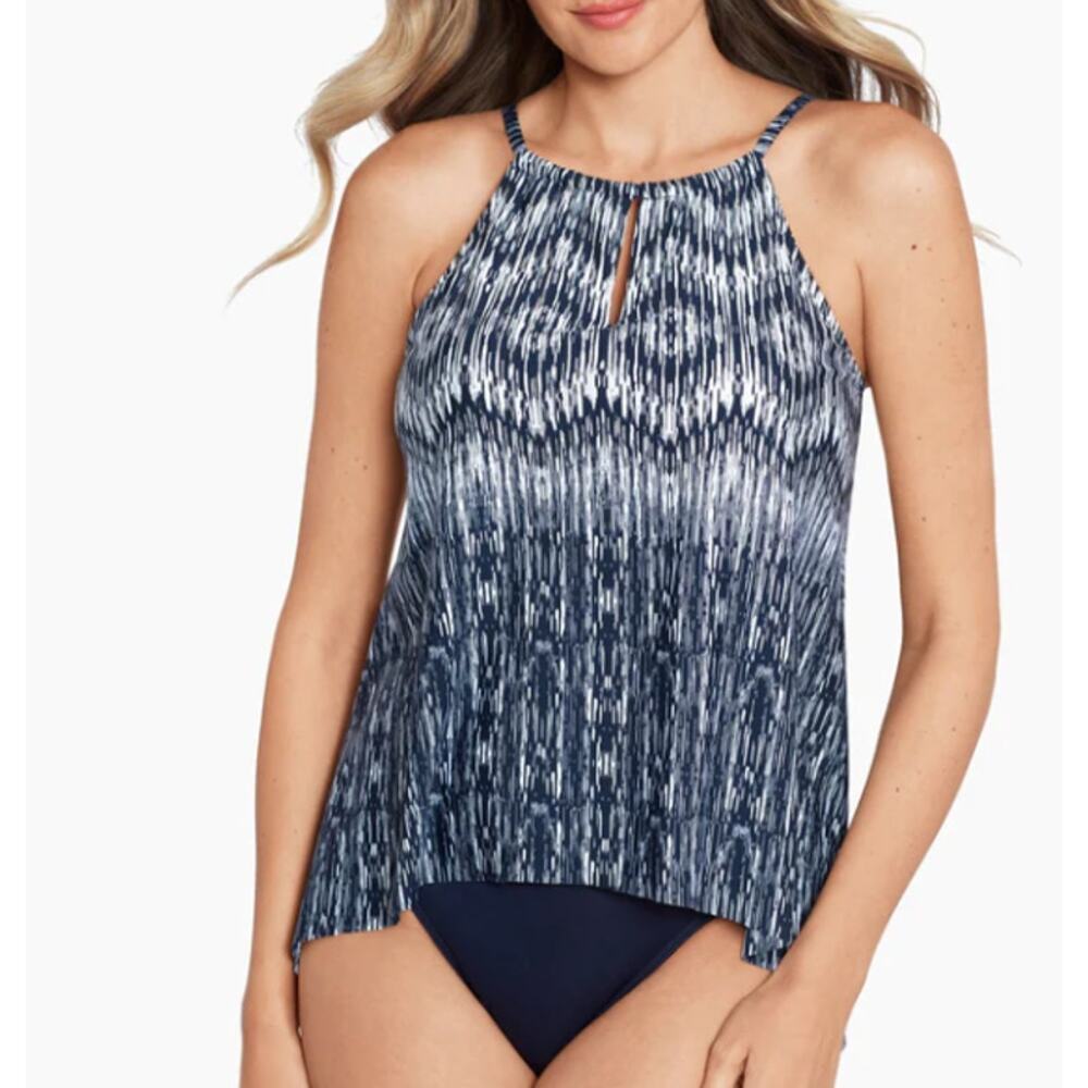 Miraclesuit 6553760 Silver Shores Peephole Tankini Top SZ 16 US ($140) NEW